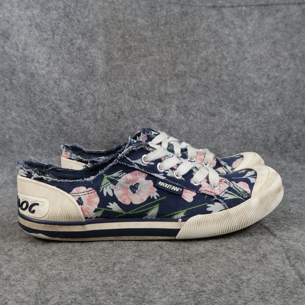Rocket Dog Shoes Womens 9 Casual Sneakers Floral Lace Up Canvas Trainers Blue